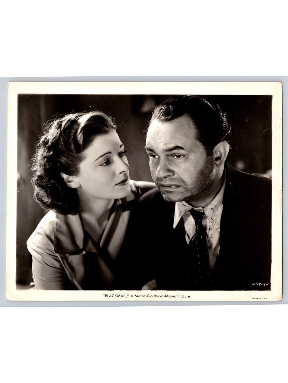 Ruth Hussey Photo Edward G. Robinson Photo Blackmail Movie Press Photo
